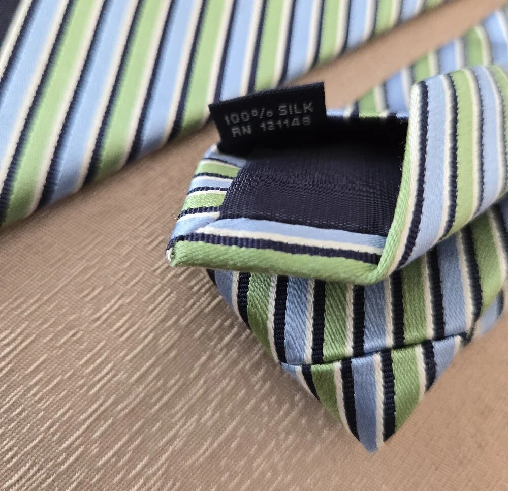 IZOD Men's Blue Green Striped Necktie | Classic Business Dress Tie